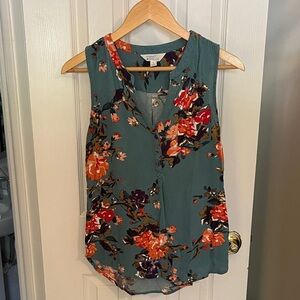 Market & Spruce Sleeveless Floral Blouse - Teal and Multicolor